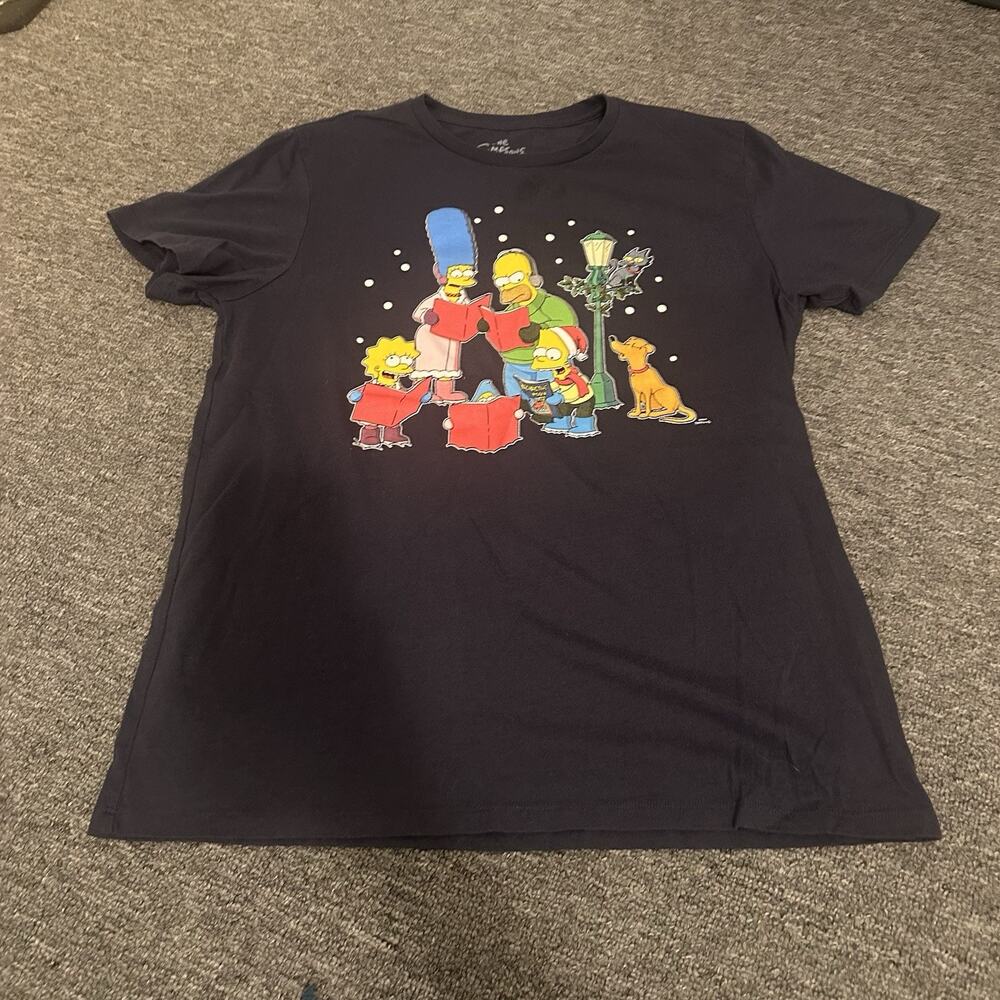 The Simpsons Navy Blue Holiday T-Shirt Size